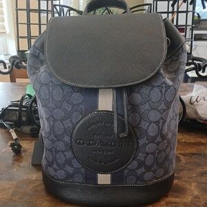 Coach Backpack in Navy/Gray Stripe
